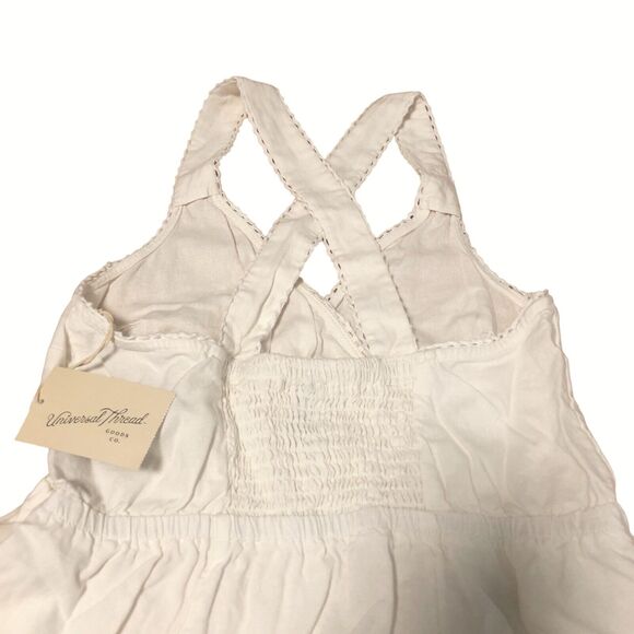 NEW Universal Thread Linen Rayon Cross Back Maxi Dress Summer Smocked White Sz S - Picture 8 of 10
